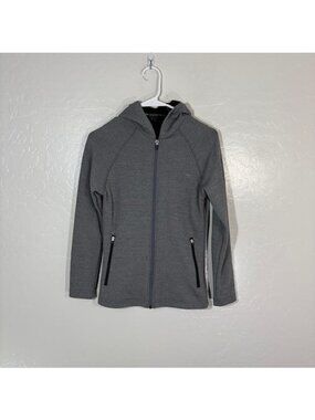 Untouched World Jacket Womens 8 Gray Merino Wool Hooded Full Zip New Zealand